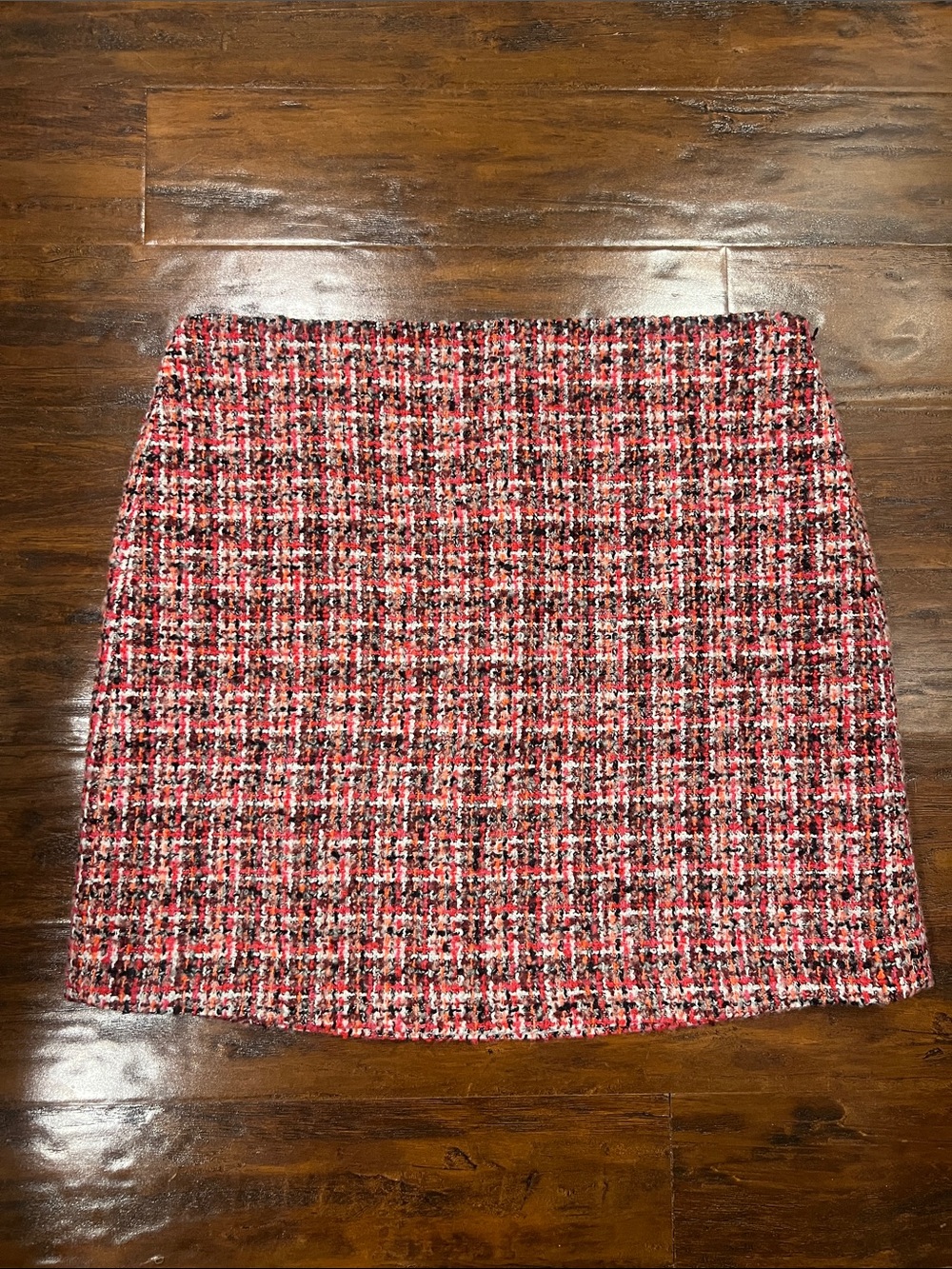 Talbots Petite Red Pink & Black Tweed A-line Wool Blend Skirt Size 16p